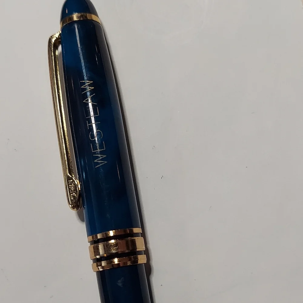 Blue‎ Refillable Ball Point Pen Gold Trim - Picture 2 of 10
